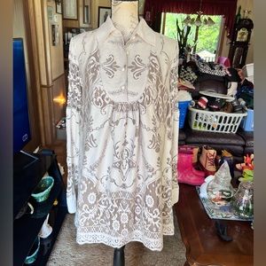 Anna Sui Cream and Brown Mini Dress